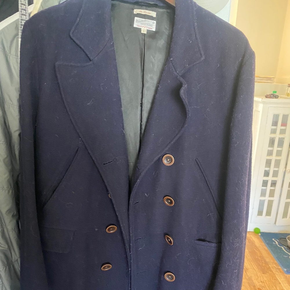 Gant Rugger men wool coat overcoat topcoat peacoat size L Large